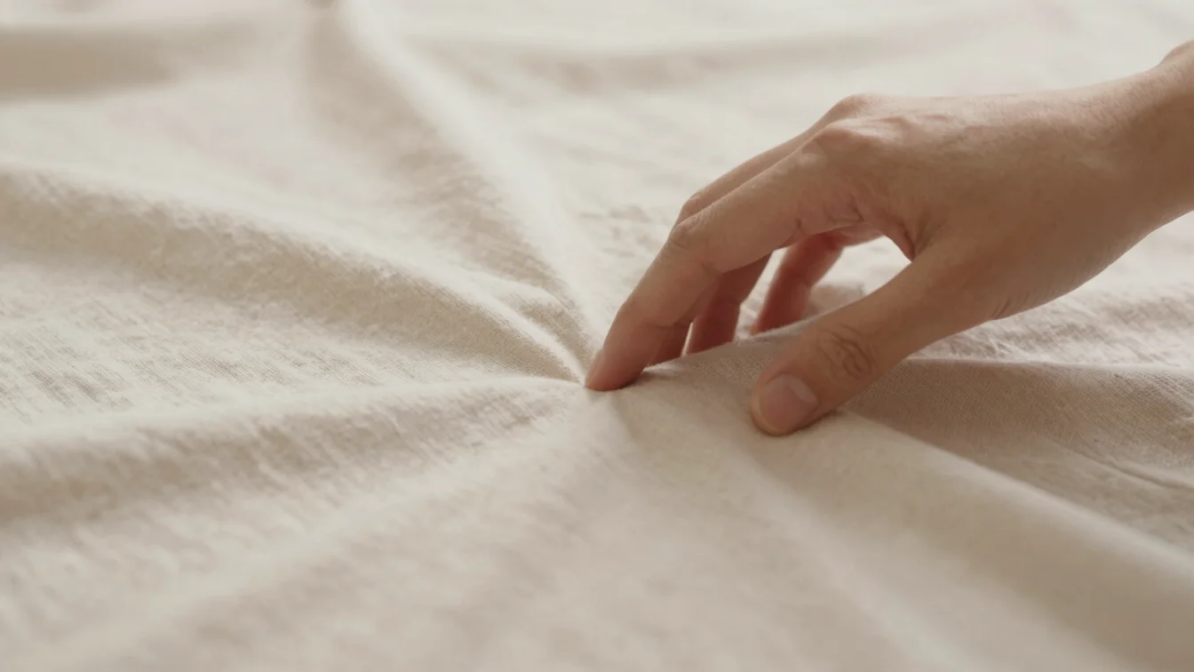 Hand touching a lightweight fabric