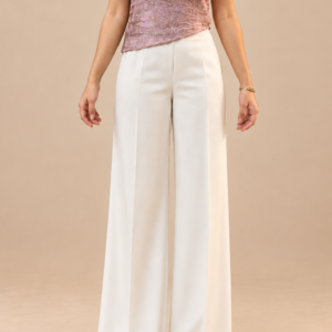 Sitara Mauve Embellished Top, neck-down front view on a beige studio background